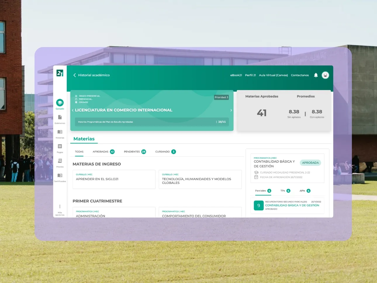 Portal de Estudiantes de la Universidad Siglo 21 desarrollado por Bitlogic