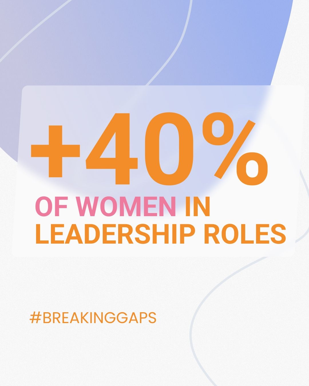 +40% OF WOMEN IN LEADERSHIP ROLES
